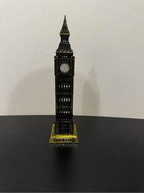Big Ben Decorative Tower Clock - Black & Gold Accent